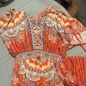 Bohemian Orange Patterned Dress